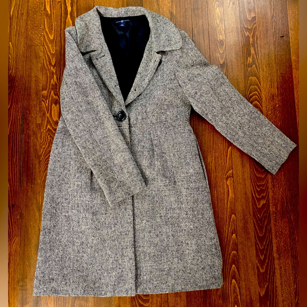 Gap - Black and White Plaid Peacoat - Women’s SM